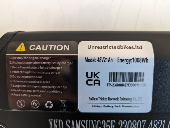 48v21Ah/ 1008Wh Samsung battery ebike