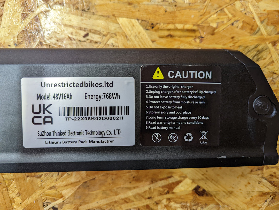 48v16Ah/ 768Wh E-bike battery Li-ion – UNRESTRICTEDBIKES